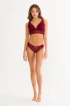 Kadın Bordo Dantelli Büstiyer Sütyen Külot Takımı – Modern, Konforlu Ve Günlük Kombinlere Uygun