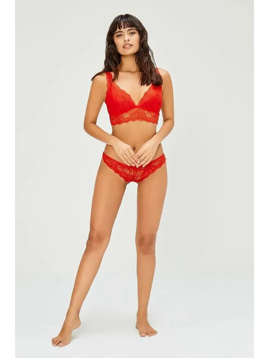 Kadın Kırmızı Dantelli Büstiyer Sütyen Külot Takımı – Modern, Konforlu Ve Günlük Kombinlere Uygun