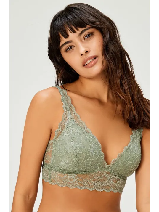 Kadın Yeşil Dantelli Büstiyer Sütyen Külot Takımı – Modern, Konforlu Ve Günlük Kombinlere Uygun