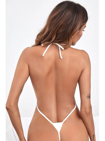 Kadın Beyaz Boyundan Bağlamalı Sırtı Açık Tulum Kadın Beyaz Boyundan Bağlamalı Sırtı Açık Tulum