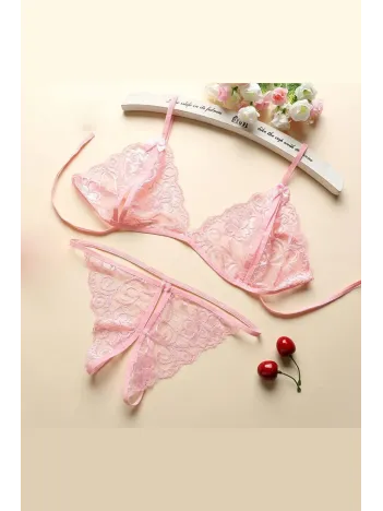 Kadın Pembe Dantelli Sütyen Külot Takımı Kadın Pembe Dantelli Sütyen Külot Takımı
