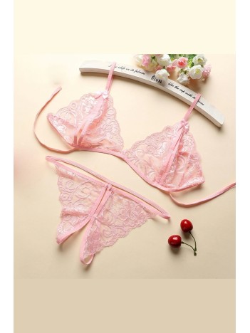 Kadın Pembe Dantelli Sütyen Külot Takımı Kadın Pembe Dantelli Sütyen Külot Takımı