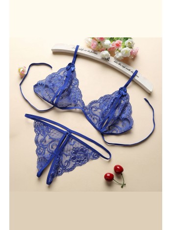 Kadın Mavi Dantelli Sütyen Külot Takımı – Modern, Konforlu Ve Günlük Kombinlere Uygun