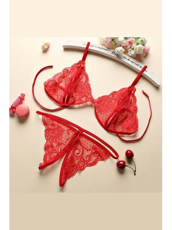 Kadın Kırmızı Dantelli Sütyen Külot Takımı – Modern, Konforlu Ve Günlük Kombinlere Uygun