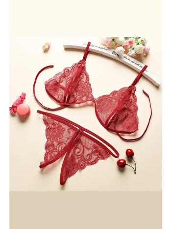 Kadın Bordo Dantelli Sütyen Külot Takımı – Modern, Konforlu Ve Günlük Kombinlere Uygun