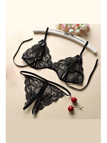 Kadın Siyah Dantelli Sütyen Külot Takımı – Modern, Konforlu Ve Günlük Kombinlere Uygun