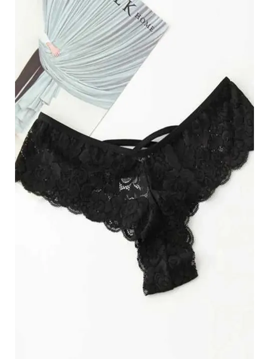 Kadın Siyah Dantel Tanga Külot – Modern Ve Şık Tasarım
