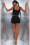 Kadın Siyah Şortlu Crop Top Gecelik Takım – Modern, Konforlu Ve Günlük Kombinlere Uygun