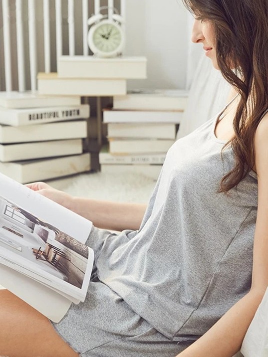 Kadın Gri Şortlu Penye Gecelik Takımı – Modern, Konforlu Ve Günlük Kombinlere Uygun