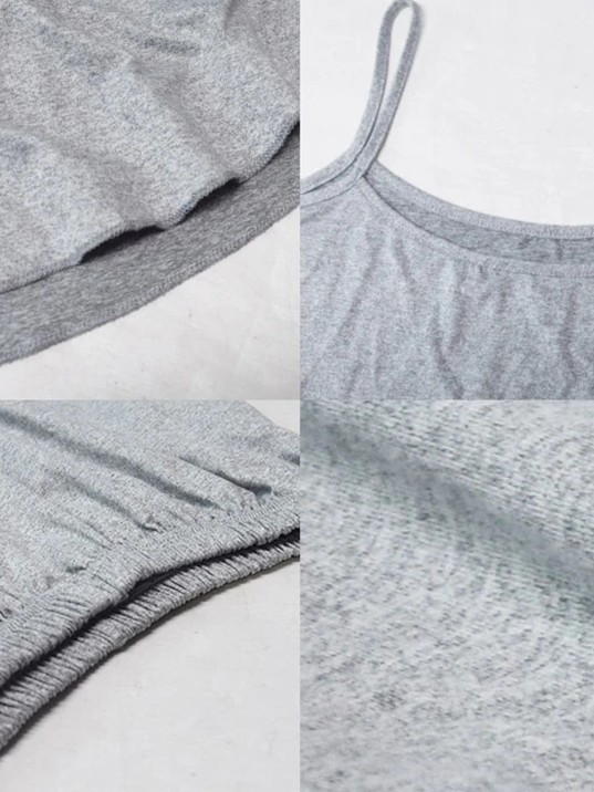 Kadın Gri Şortlu Penye Gecelik Takımı – Modern, Konforlu Ve Günlük Kombinlere Uygun