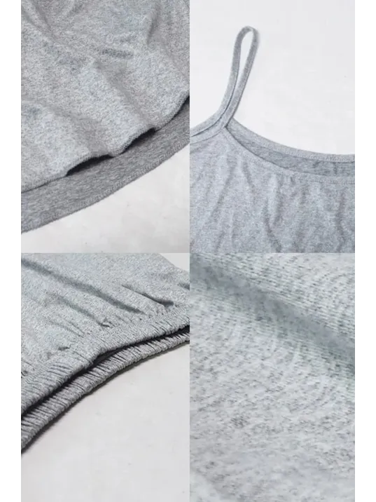 Kadın Gri Şortlu Penye Gecelik Takımı – Modern, Konforlu Ve Günlük Kombinlere Uygun