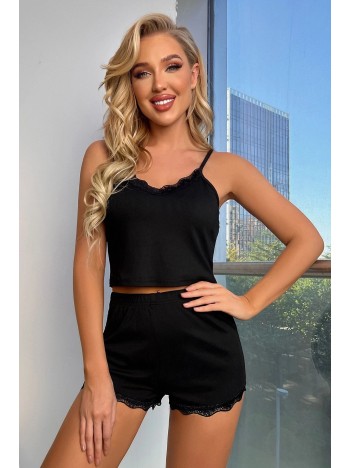 Kadın Siyah Alt Ve Üst Dantel Detaylı Şortlu Gecelik Takımı – Modern, Konforlu Ve Günlük Kombinlere Uygun Kadın Siyah Alt Ve Üst Dantel Detaylı Şortlu Gecelik Takımı – Modern, Konforlu Ve Günlük Kombinlere Uygun