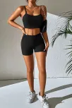 Kadın Siyah Şortlu Kaşkorse Gecelik Takım – Modern, Konforlu Ve Günlük Kombinlere Uygun