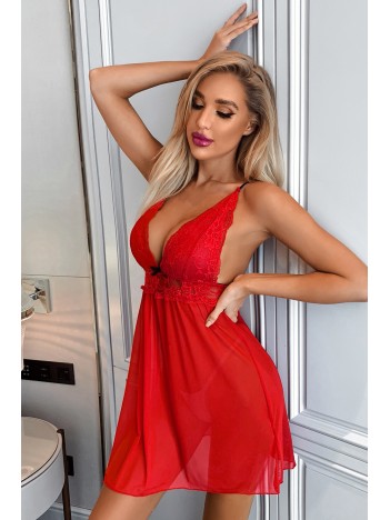 Kadın Kırmızı Dantel Detaylı Fantazi Gecelik Takım – Modern, Konforlu Ve Günlük Kombinlere Uygun