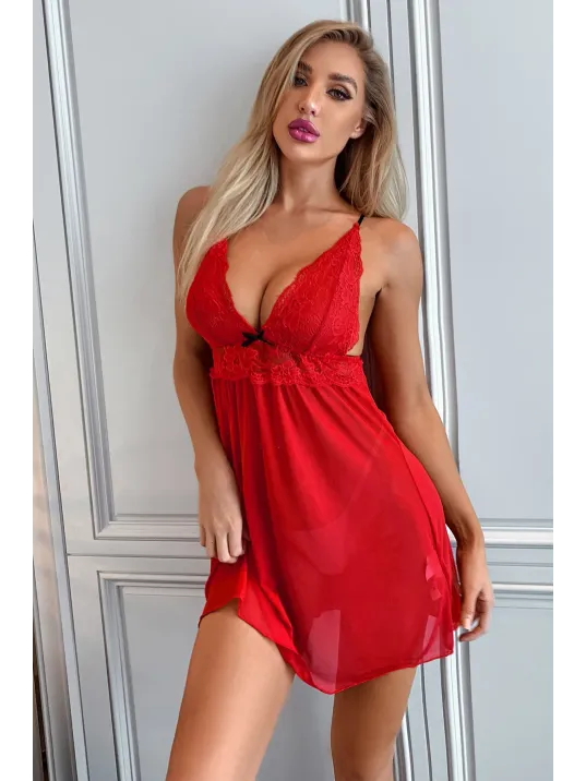 Kadın Kırmızı Dantel Detaylı Fantazi Gecelik Takım – Modern, Konforlu Ve Günlük Kombinlere Uygun