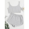Kadın Gri Askılı Crop Top Ve Şortlu Gecelik Takım Kadın Gri Askılı Crop Top Ve Şortlu Gecelik Takım