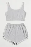 Kadın Gri Askılı Crop Top Ve Şortlu Gecelik Takım