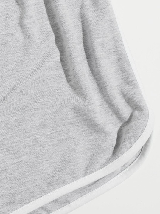 Kadın Gri Askılı Crop Top Ve Şortlu Gecelik Takım