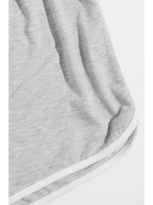 Kadın Gri Askılı Crop Top Ve Şortlu Gecelik Takım