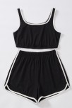 Kadın Siyah Askılı Crop Top Ve Şortlu Gecelik Takım