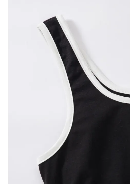 Kadın Siyah Askılı Crop Top Ve Şortlu Gecelik Takım