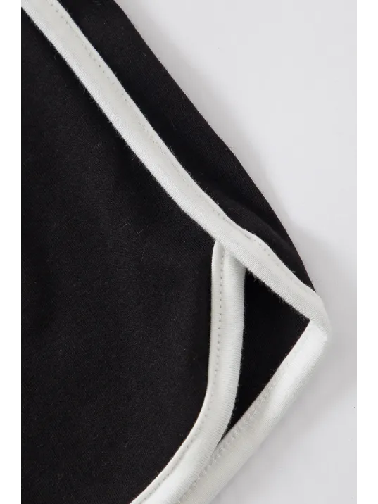 Kadın Siyah Askılı Crop Top Ve Şortlu Gecelik Takım