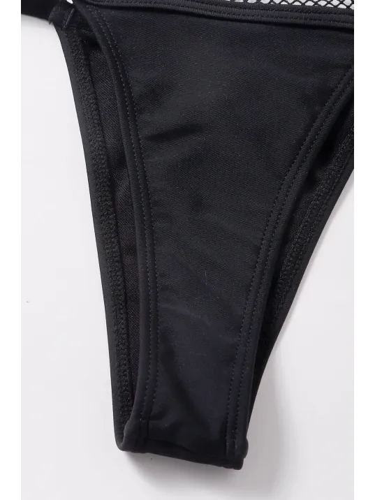 Kadın Siyah File Detaylı Özel Bikini Takımı – Modern, Konforlu Ve Günlük Kombinlere Uygun