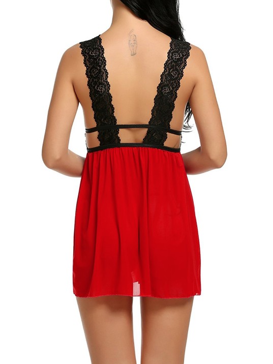 Kadın Kırmızı Dantelli Sırtı Açık Gecelik – Modern Ve Şık Tasarım