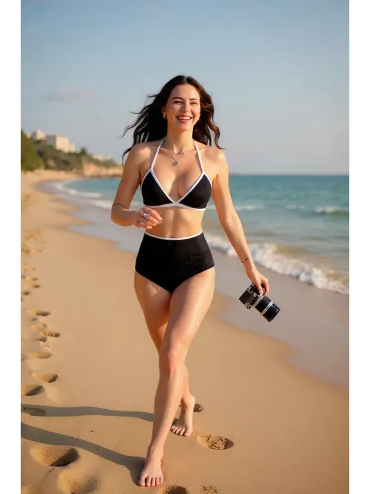 Kadın Siyah Beyaz Kaşkorse Yüksek Bel Bikini Takımı – Modern, Konforlu Ve Günlük Kombinlere Uygun