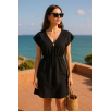 Kadın Siyah Yanları Yırtmaçlı Tokalı V Yaka Mini Plaj Elbisesi – Şık, Rahat ve 4 Mevsim Kullanıma Uygun Kadın Siyah Yanları Yırtmaçlı Tokalı V Yaka Mini Plaj Elbisesi – Şık, Rahat ve 4 Mevsim Kullanıma Uygun