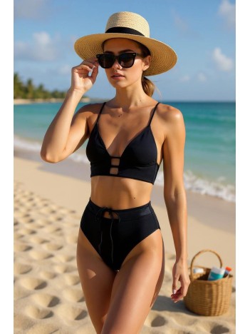 Kadın Siyah Yüksek Bel Özel Bikini Takımı – Modern, Konforlu Ve Günlük Kombinlere Uygun