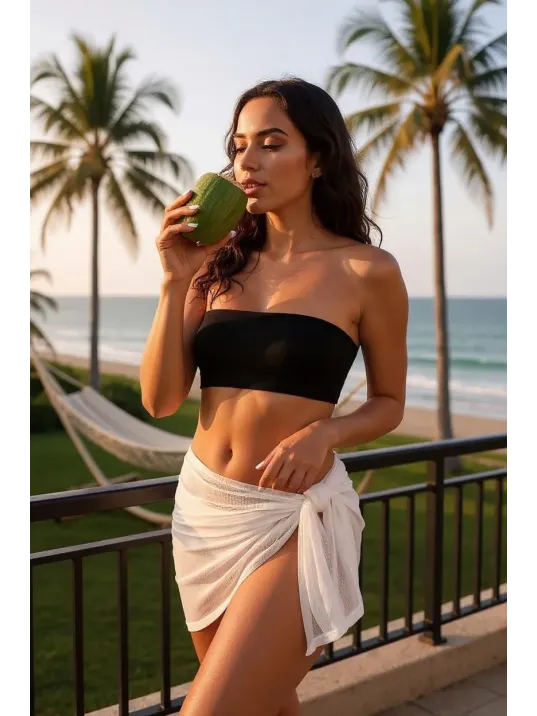 Kadın Beyaz Transparan Belden Bağlamalı Pareo – Modern Ve Şık Tasarım