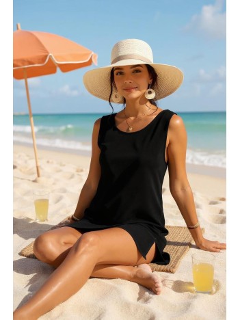 Kadın Siyah Sırt Detaylı Yırtmaçlı Plaj Elbisesi Pareo – Şık, Rahat Ve 4 Mevsim Kullanıma Uygun