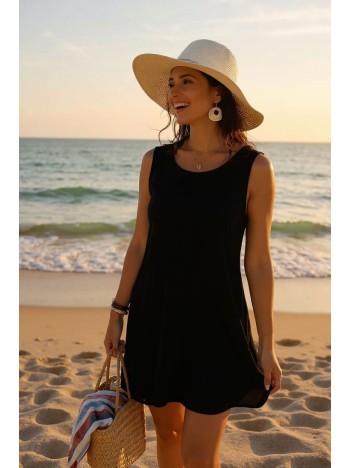 Kadın Siyah Sırt Detaylı Yırtmaçlı Plaj Elbisesi Pareo – Şık, Rahat ve 4 Mevsim Kullanıma Uygun