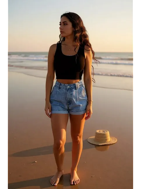 Kadın Siyah Kare Yaka Crop Top Bluz – Şık, Rahat Ve Kolay Kombinlenebilir