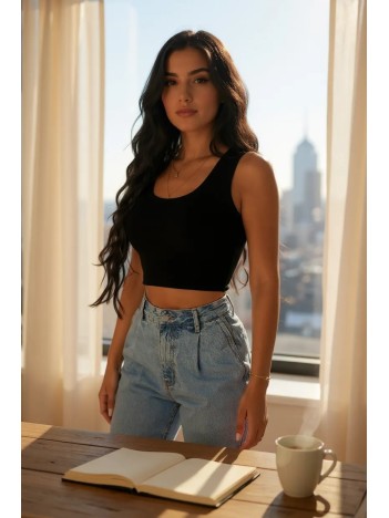 Kadın Siyah Kare Yaka Crop Top Bluz – Şık, Rahat Ve Kolay Kombinlenebilir Kadın Siyah Kare Yaka Crop Top Bluz – Şık, Rahat Ve Kolay Kombinlenebilir