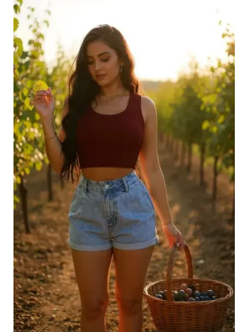 Kadın Bordo Kare Yaka Crop Top Bluz – Şık, Rahat Ve Kolay Kombinlenebilir