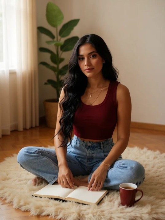 Kadın Bordo Kare Yaka Crop Top Bluz – Şık, Rahat Ve Kolay Kombinlenebilir
