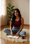 Kadın Bordo Kare Yaka Crop Top Bluz – Şık, Rahat Ve Kolay Kombinlenebilir