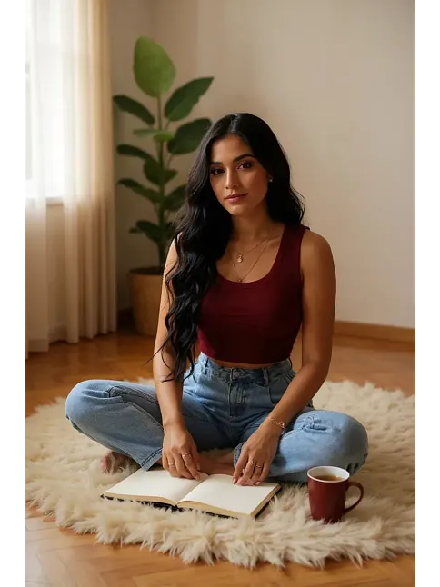 Kadın Bordo Kare Yaka Crop Top Bluz – Şık, Rahat Ve Kolay Kombinlenebilir