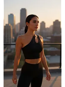 Kadın Siyah Tek Omuz Cut Out Detaylı Crop Top Bluz – Şık, Rahat Ve Kolay Kombinlenebilir