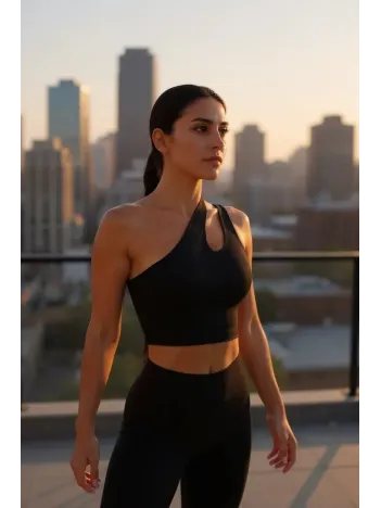 Kadın Siyah Tek Omuz Cut Out Detaylı Crop Top Bluz – Şık, Rahat Ve Kolay Kombinlenebilir