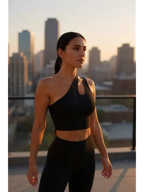 Kadın Siyah Tek Omuz Cut Out Detaylı Crop Top Bluz – Şık, Rahat Ve Kolay Kombinlenebilir