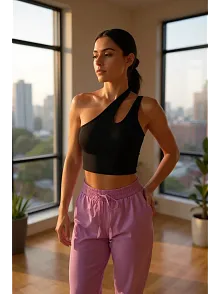 Kadın Siyah Tek Omuz Cut Out Detaylı Crop Top Bluz – Şık, Rahat Ve Kolay Kombinlenebilir