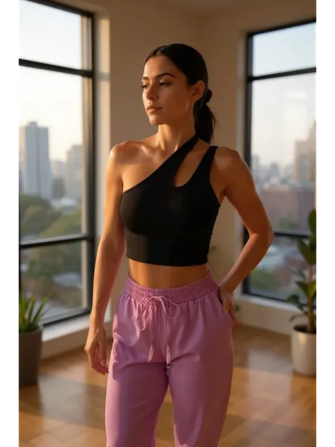 Kadın Siyah Tek Omuz Cut Out Detaylı Crop Top Bluz – Şık, Rahat Ve Kolay Kombinlenebilir