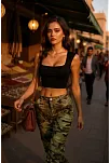 Kadın Siyah Kare Yaka Kalınlaşan Omuz Detaylı Crop Top Bluz