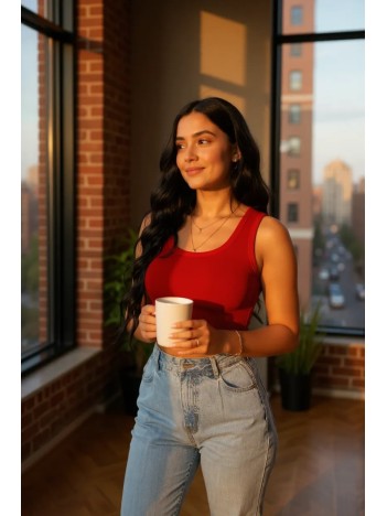 Kadın Kırmızı Kare Yaka Crop Top Bluz – Şık, Rahat Ve Kolay Kombinlenebilir Kadın Kırmızı Kare Yaka Crop Top Bluz – Şık, Rahat Ve Kolay Kombinlenebilir