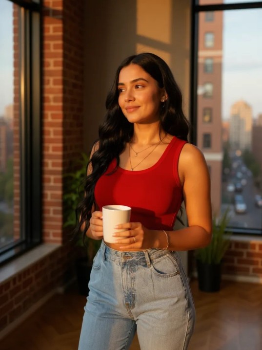 Kadın Kırmızı Kare Yaka Crop Top Bluz – Şık, Rahat ve Kolay Kombinlenebilir