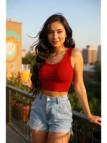 Kadın Kırmızı Kare Yaka Crop Top Bluz – Şık, Rahat Ve Kolay Kombinlenebilir