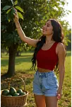 Kadın Kırmızı Kare Yaka Crop Top Bluz – Şık, Rahat Ve Kolay Kombinlenebilir